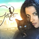 Atriz Maitê Perroni, protagonista, aparece na imagem ao lado de uma gata (foto: Divulgação)