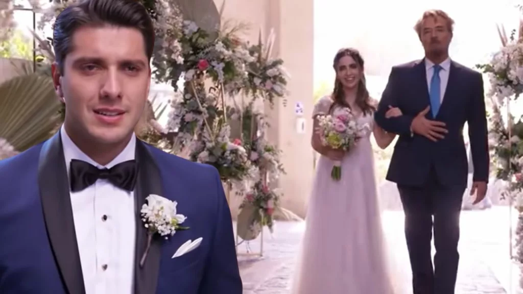 Omar é surpreendido no altar por Adriana em seu casamento em Minha Fortuna é te Amar (Foto: Reprodução / SBT)