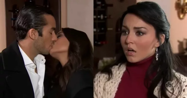 Mariano e Aurora se beijam na frente de Teresa (Foto: Reprodução)